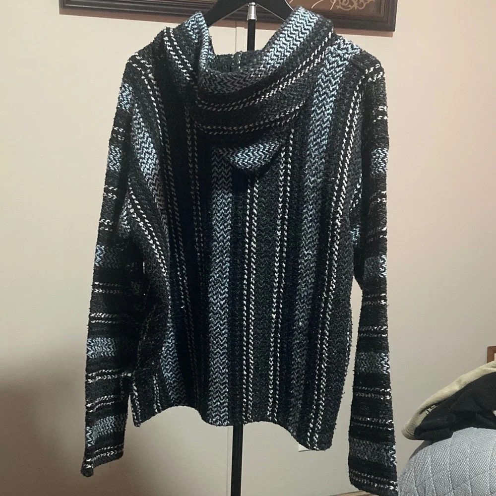 Stylish Black and Blue Men's Baja Hoodie Poncho